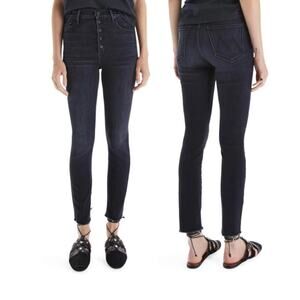 MOTHER The Pixie Swooner Ankle Fray High Rise Jeans in Thunder Road, Size 31